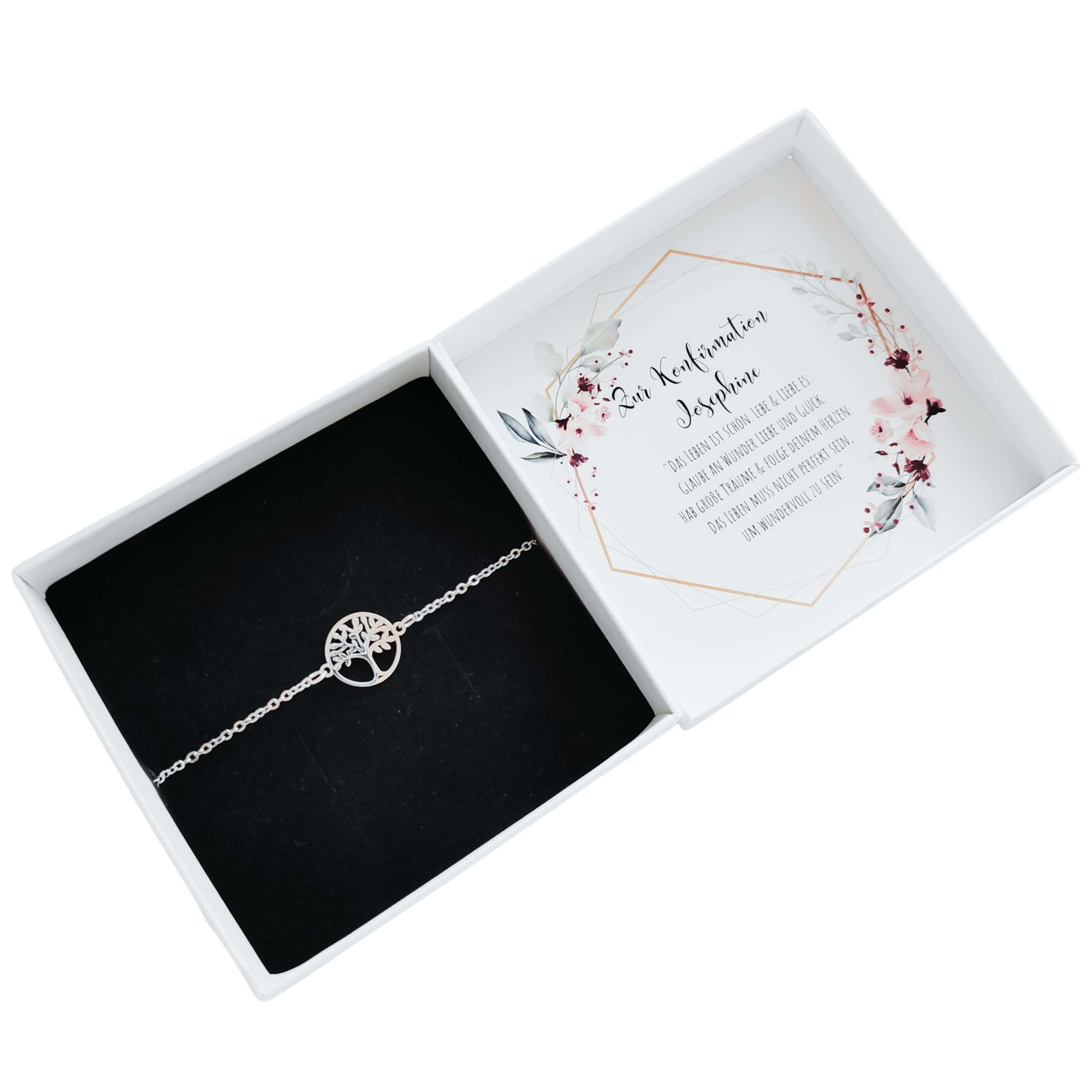 Geschenk zur Konfirmation für Mädchen und Jungen – Symbol Armband nach Wahl, 316L Edelstahl (PVD-vergoldet, PVD-rosévergoldet) – personalisierte Geschenkbox mit Name – Konfirmationsgeschenk