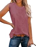 Casual Sleeveless Crewneck Tanks for Women Summer Loose Tank Tops Solid Color Basic Tunic Top