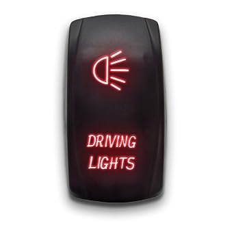 Driving Lights - Red - Stark 5-PIN Laser Etched LED Rocker Switch Dual Light - 20A 12V ON/Off