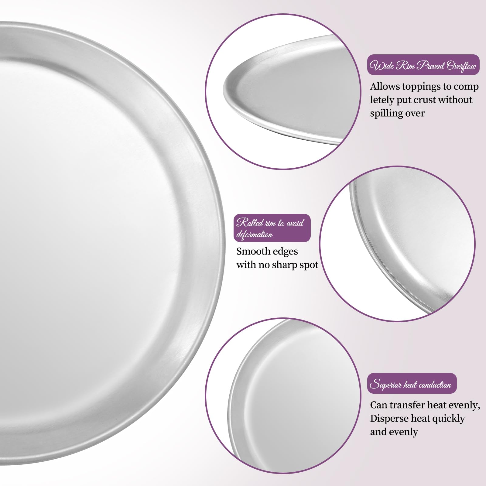 Paquete de 10 moldes para pizza de aluminio a granel, bandeja redonda para pizza para horno, bandeja de pizza de 12 pulgadas para pasteles, galletas, pizzas, pasteles, cocina, hornear,