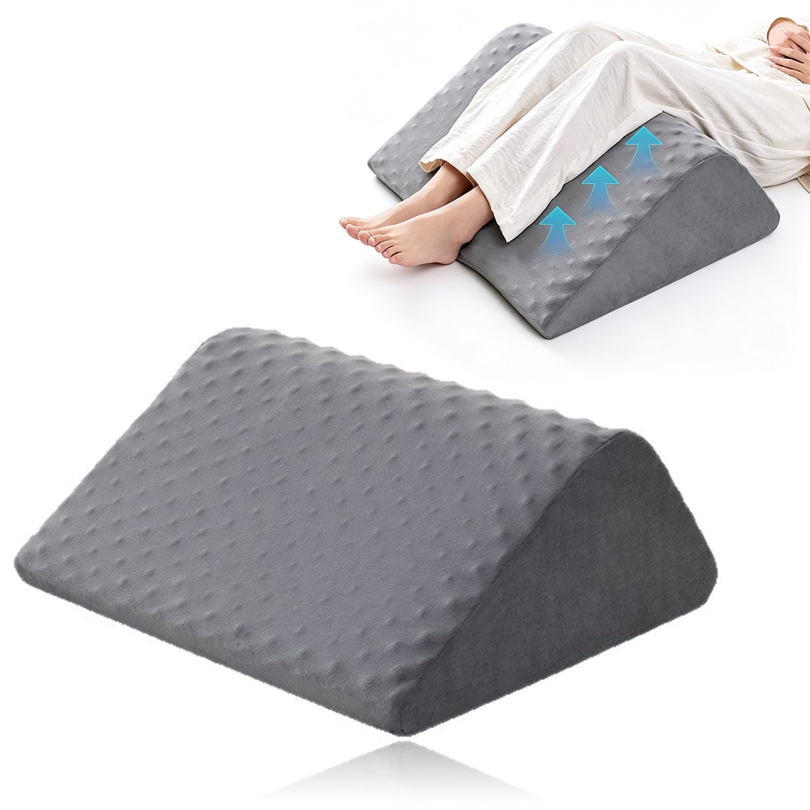 Almohada venosa de espuma viscoelástica, almohada para piernas y rodillas para elevar las piernas, almohada para rodillas para dormir de espalda, alivia las piernas y promueve el bienestar
