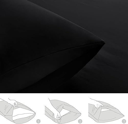 Miniatura 4 de Aisbo Juego de 2 fundas de almohada de tamaño Queen, color gris claro, paquete de 2 con cierre de sobre, funda de almohada de microfibra cepillada