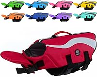 Vista 12 de EMUST Chalecos salvavidas ajustables para perros pequeños con flotabilidad mejorada, chaleco de natación para perros pequeños con asa de rescate Azul