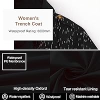 Vista 4 de CREATMO US - Gabardina clásica con solapa de doble botonadura para mujer sobretodo ceñido con cinturón y capucha desmontable