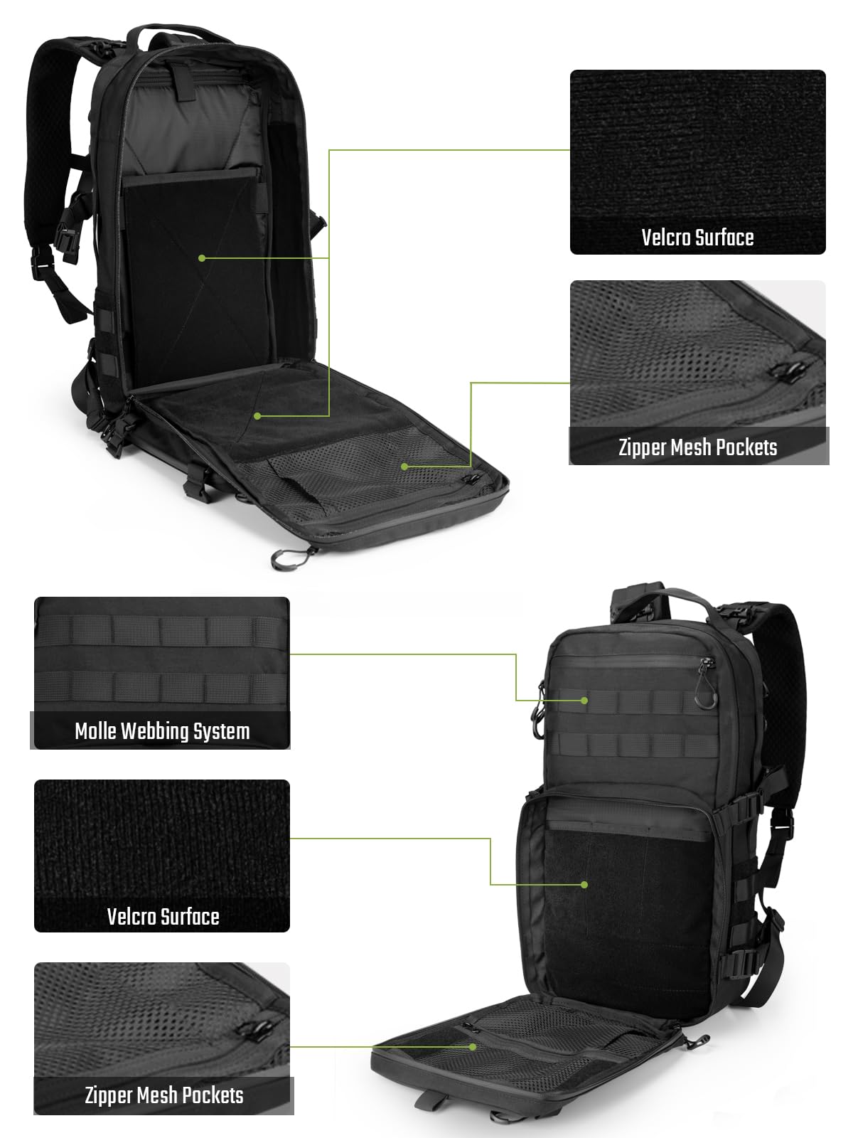 TACTICAL_GEEK ModCase B2 plecak taktyczny EDC: duża pojemność 14 l, odporna na wstrząsy, kieszeń na laptopa, wodoszczelny, system Molle, na wędrówki, kemping, dojazdy do pracy, plecak dzienny