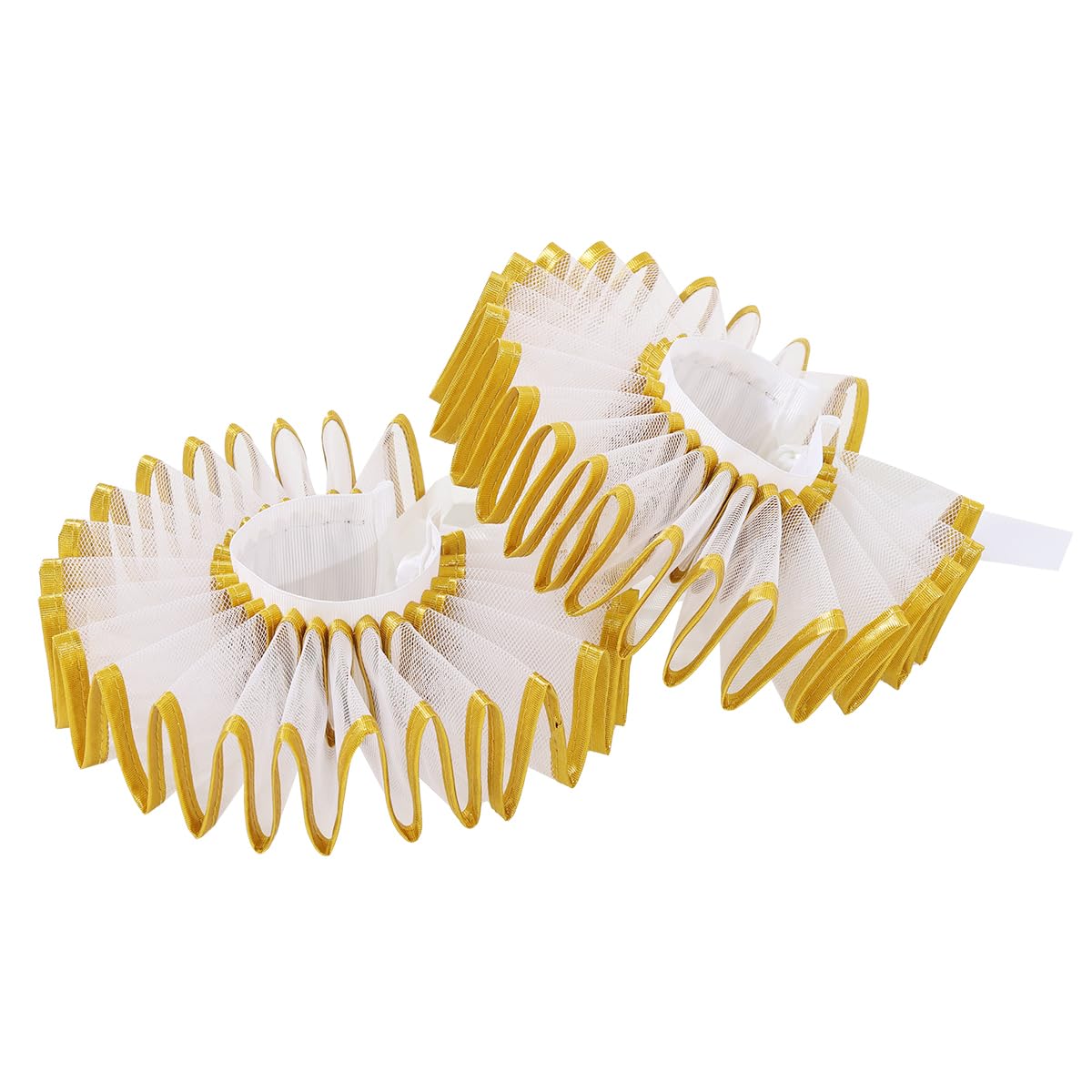2 Pieces Renaissance Tudor Elizabethan Ruffled Wrist Ruffs Clown Hand Cuff Arm Bands Victorian Costume Fancy Dress Accessories for Halloween Carnival