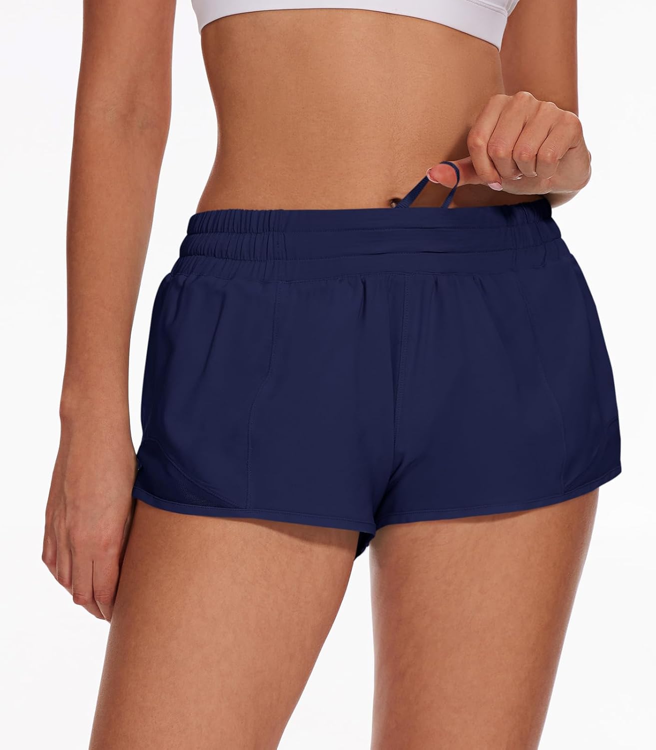 Athletic Running Shorts for Women with Zipper Pocket,Soft Lightweight Gym Workout Shorts with Mesh Liner Quick Dry