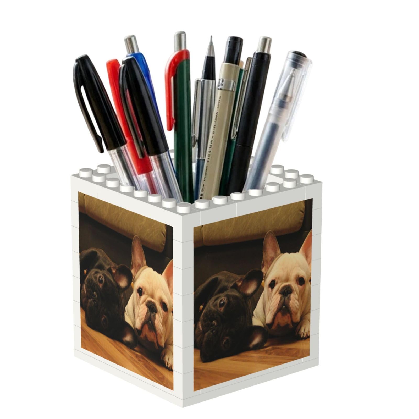 Poadnly French Bulldog, Pen Pot Pencil Holder for Office Home School, Compact Desk Organiser for Office Stationery