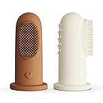 Moonkie Baby Toothbrush Finger Toothbrush Oral Cleaner Kit for 3 Months +, 2 Pcs (Clay/Ivory)