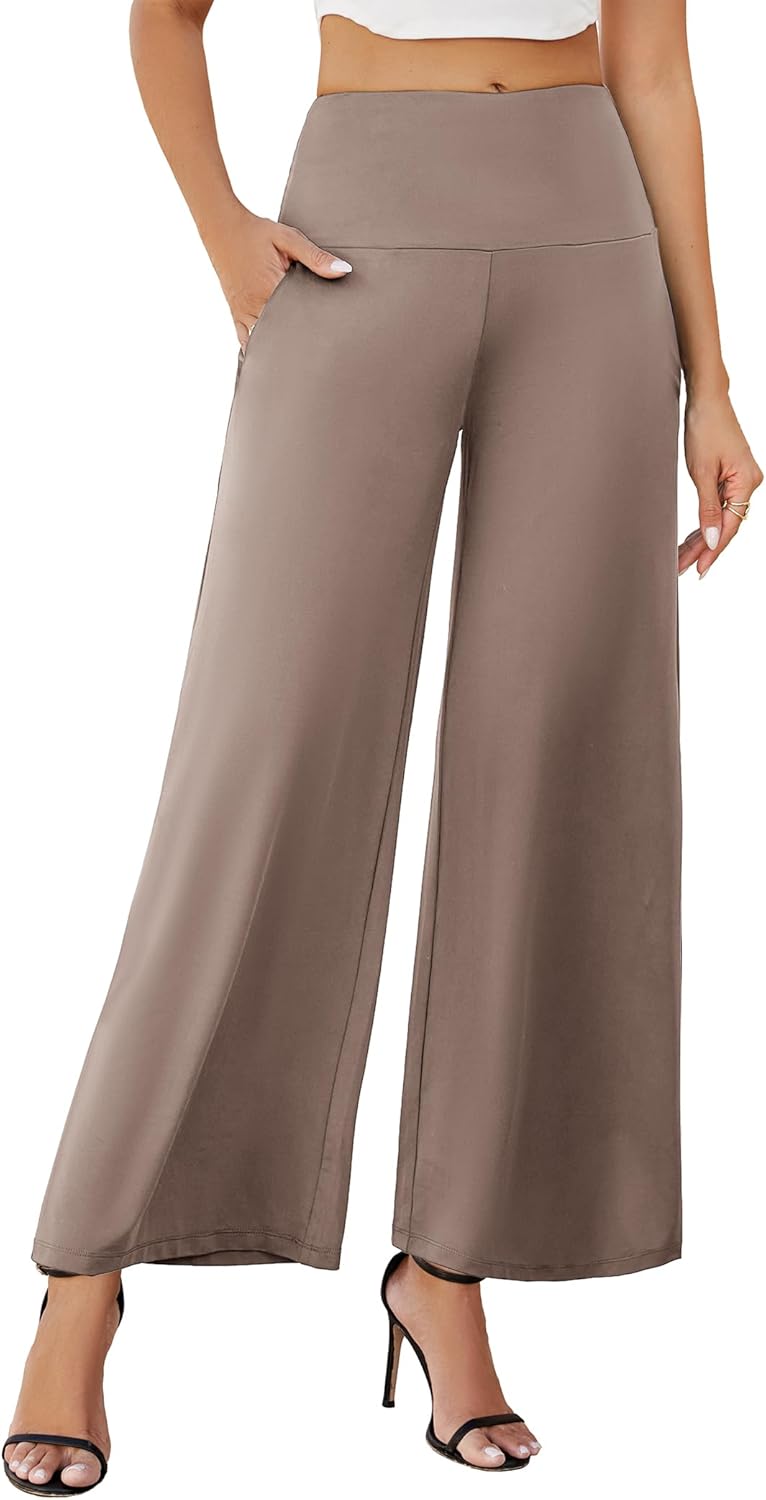 Arolina Women's Stretchy Wide Leg Palazzo Lounge Pants with Pockets Casual Comfy High Waist Palazzo Pants for Women Dressy