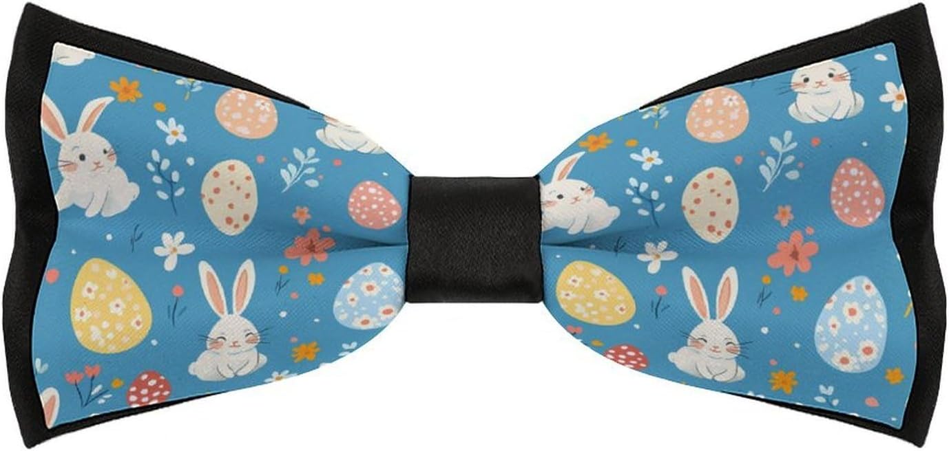 Easter Rabbits Bow Ties for Men Fun Printed Pre Tied Adjustable Bowtie for Party Wedding