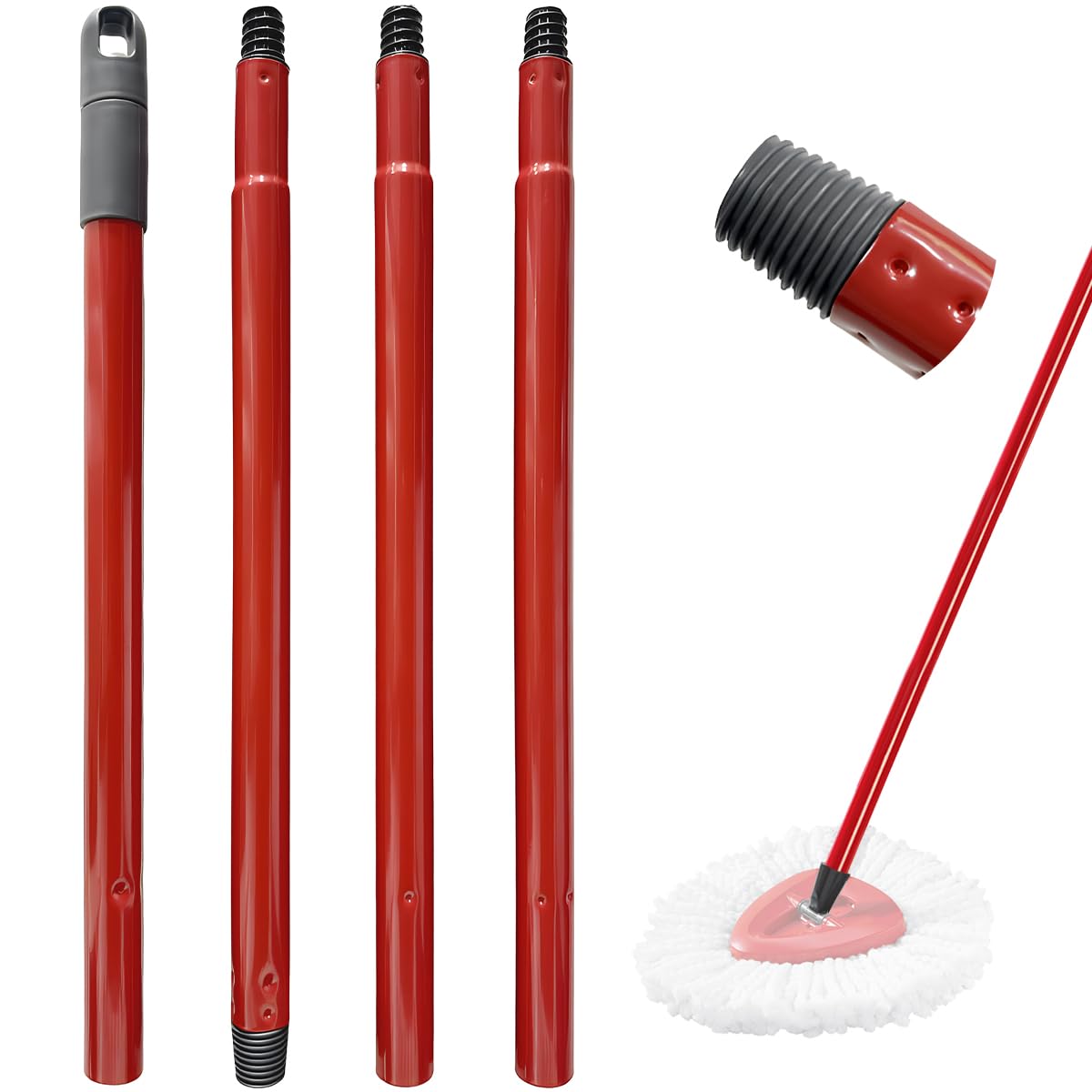 Applies to Vileda Turbo Mop Stick Stainless Steel 4 Sections, Compatible with Vileda Mop with Pedal, Vileda Turbo Mop Refill, Vileda Turbo Bucket with Pedal, Adjustable and Compact