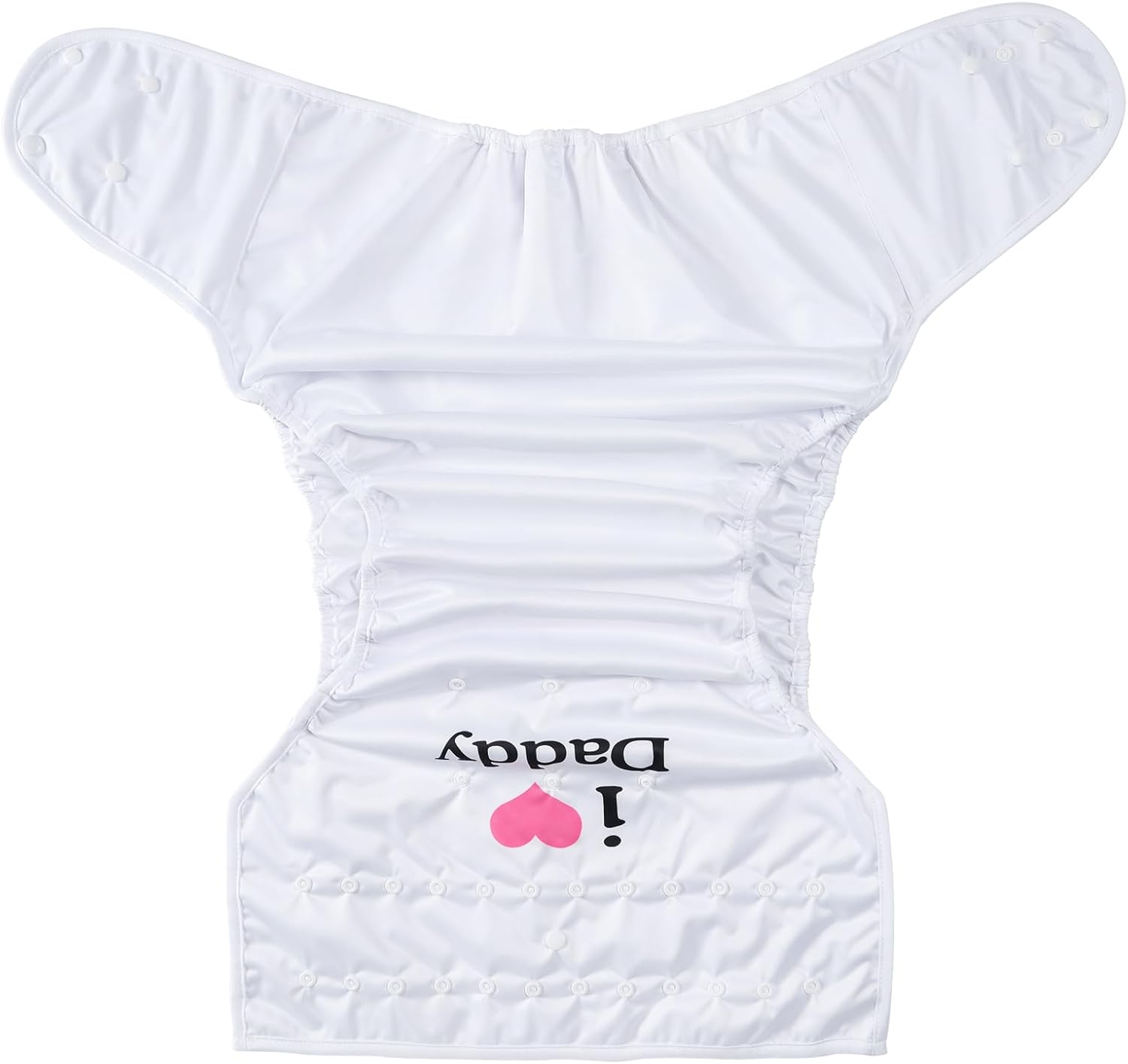 Littleforbig Washable Adjustable Reusable Waterproof Cloth Adult Diaper Wrap Cover One Size - I Love Daddy White