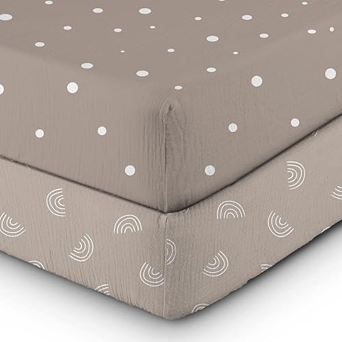 Miniatura 5 de Bear's Little Fish Sábanas 100% algodón orgánico para cuna de bebé para niña o niño, sábanas bajeras suaves neutrales para colchones de cuna,