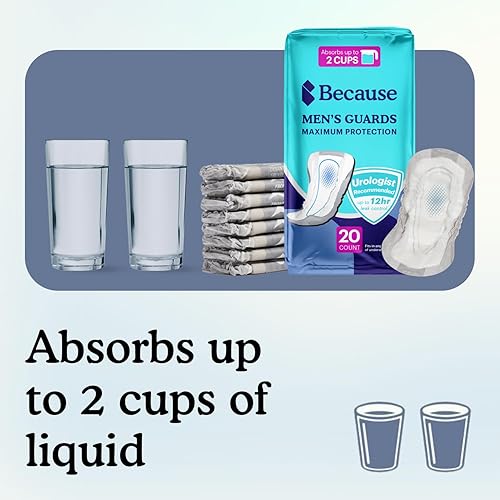 Miniatura 4 de Because Protectores prémium para hombres  Paquete de 20 protectores de protección de vejiga discretos envueltos individualmente