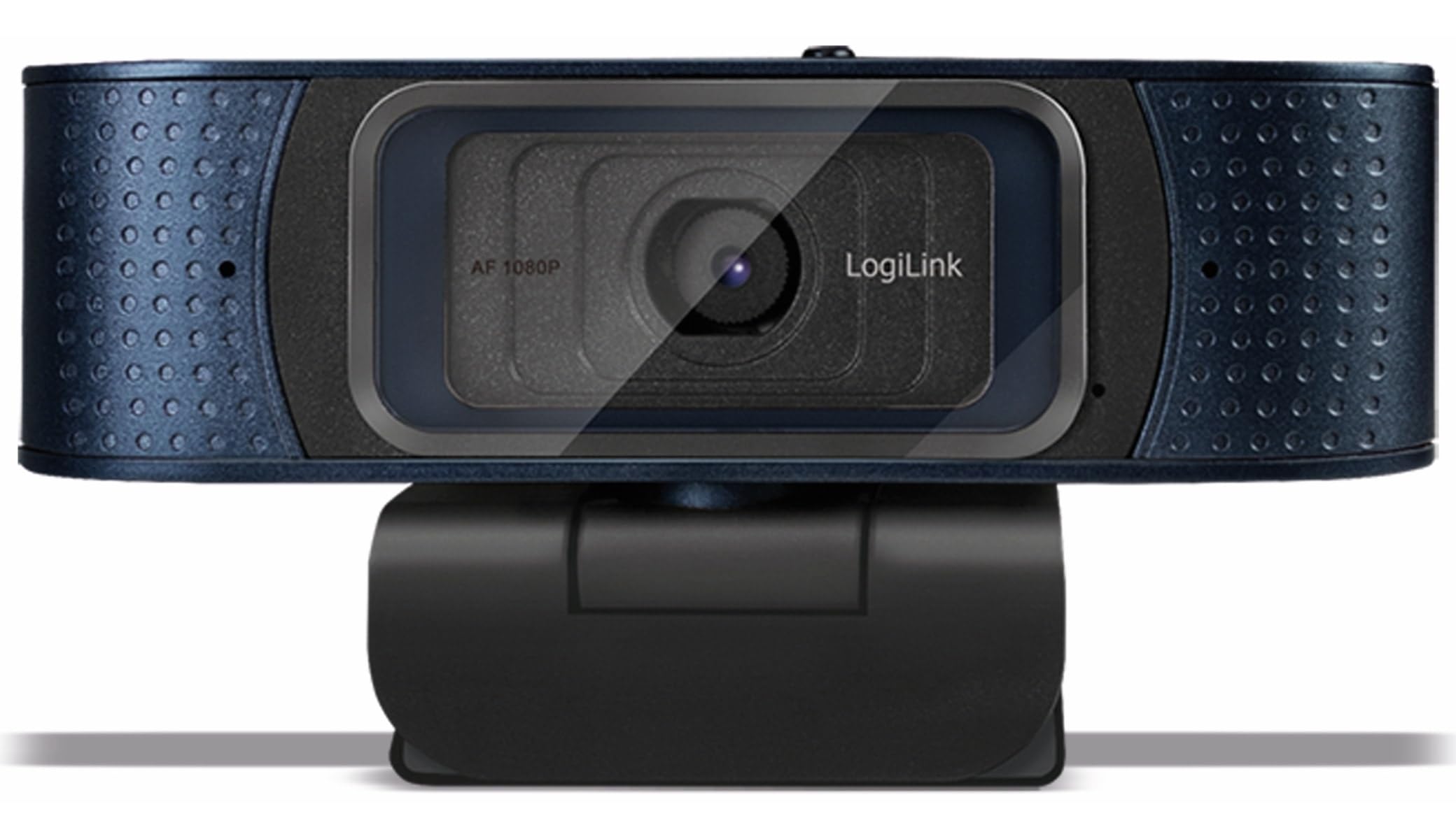 LogiLink UA0379 - Cámara web HD USB profesional, lente gran angular de 80°, micrófono dual con cancelación de ruido, enfoque automático, cubierta de privacidad para videoconferencias