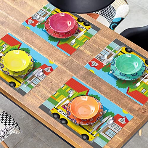 Set de table enfant bus scolaire de qualité supérieure lavable et isolant thermique lot de 6 - 8
