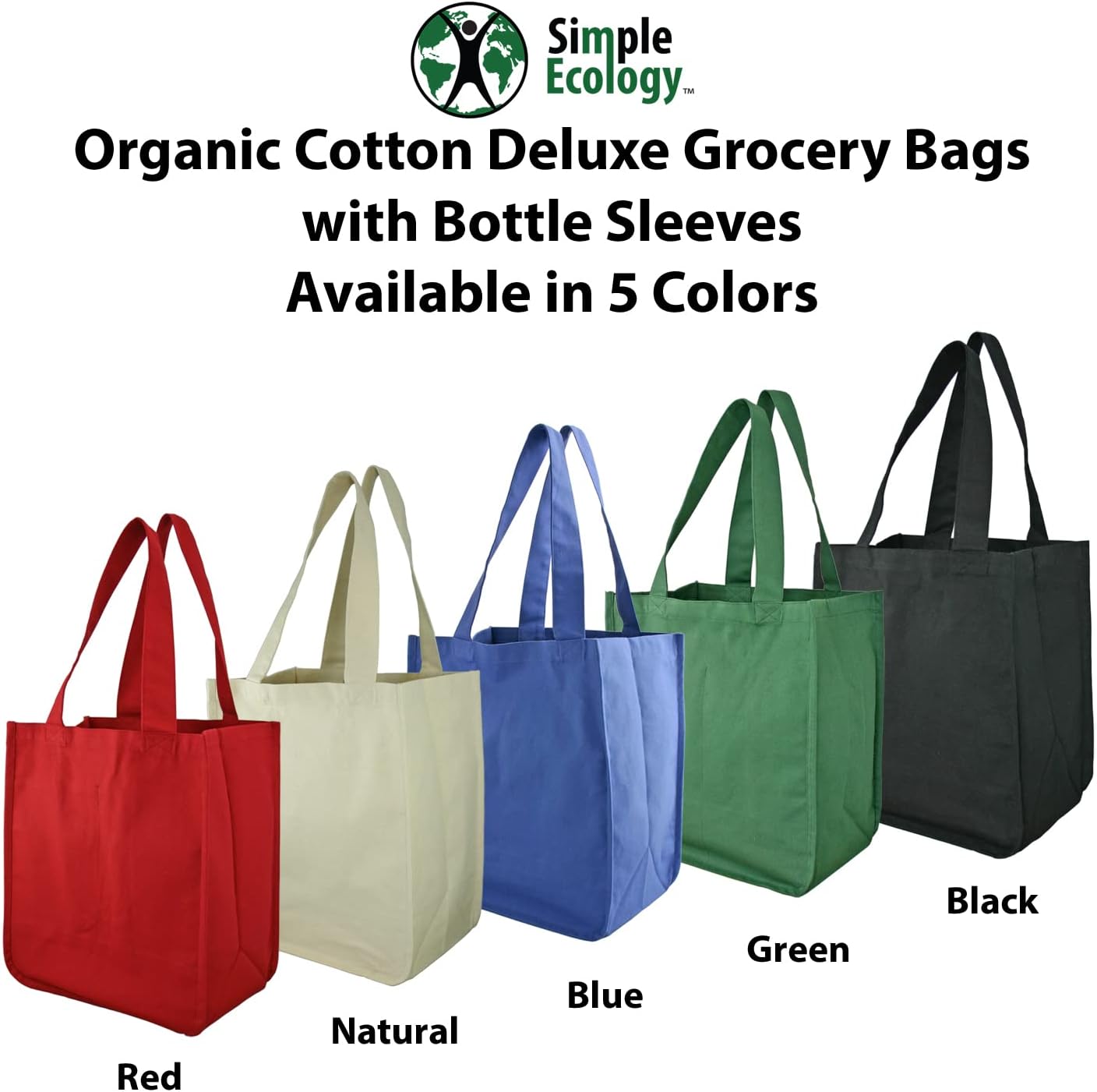 Simple Ecology Organic Cotton Deluxe Reusable Grocery Shopping Bag