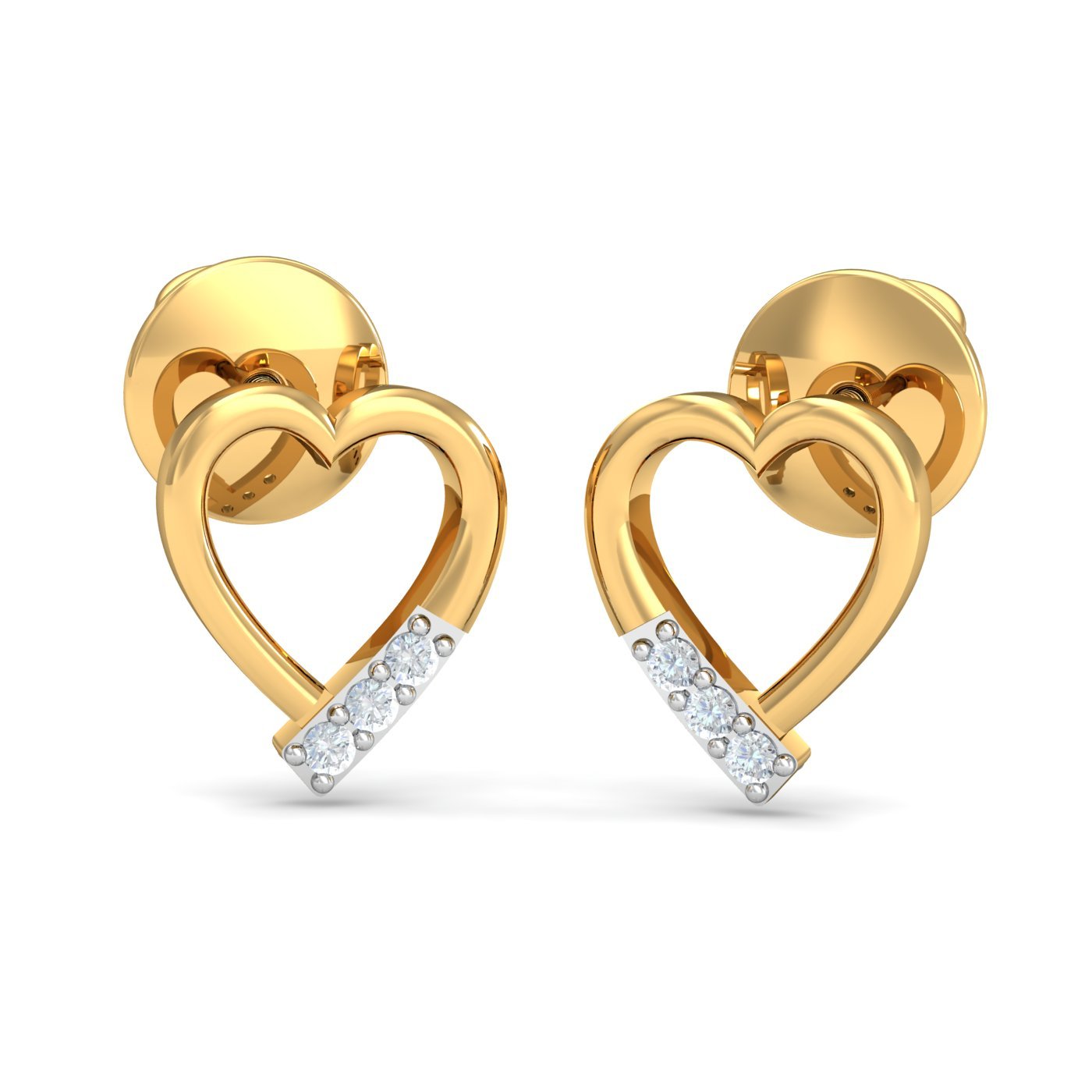 kuberbox 18KT Yellow Gold Diamond Forget-Me-Not Stud Earrings for Women-picture-30