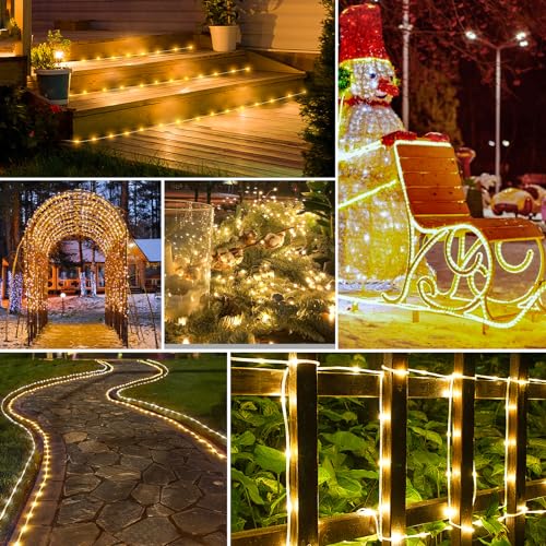 Mineup 10M Lichterschlauch Außen, 100 LEDs Wasserfest Lichtschlauch Außen mit Fernbedienung & Timer 8 Modi, 24V Led Schlauch für Innen Party Hochzeit Weihnachten Balkon Garten Dekolicht (Warm)