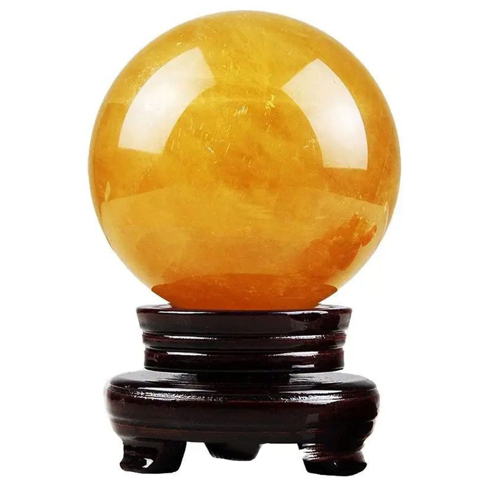 Natural Yellow Calcite Citrine Sfera di cristallo Sfera Sfera di quarzo Sfera di pietre preziose Scultura Figurine con supporto for ricchezza e successo,4.7 Collezioni di casa (Size : 4.7)
