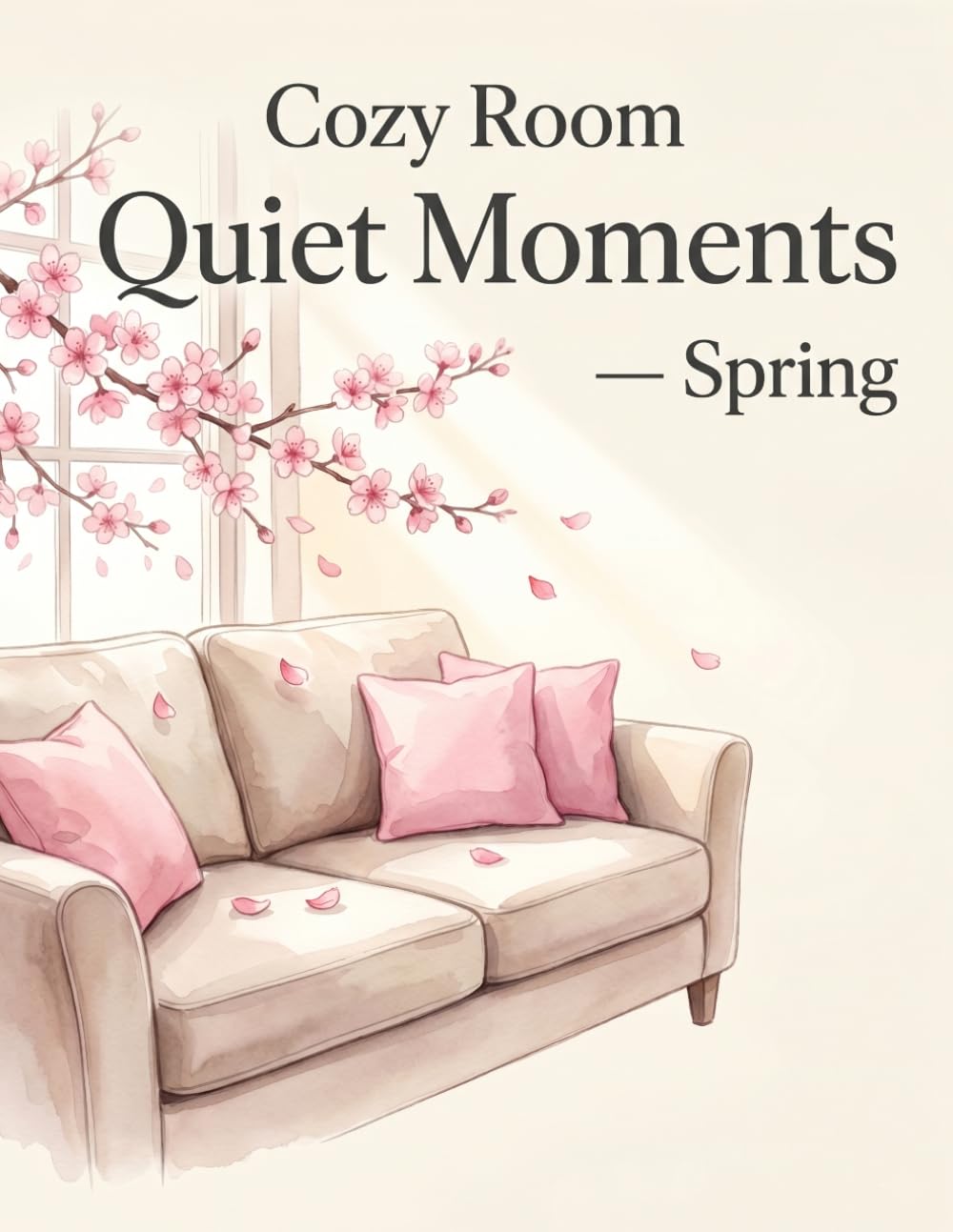 Cozy Room Quiet Moments: Spring: Relaxing Adult Coloring Book with Cozy Rooms, Spring Flowers, and Peaceful Moments