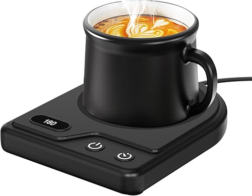Calentador de tazas, calentador de tazas de café con 3 ajustes de temperatura ajustables, calentador de café con funciones de apagado automático de