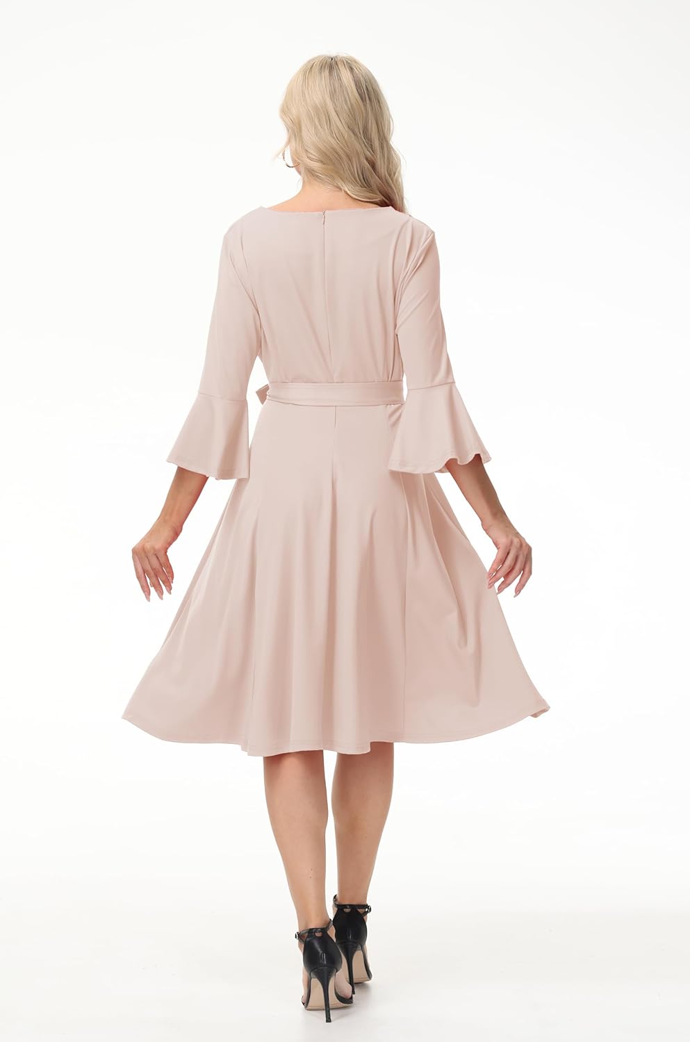 Church Dress for Women Wedding Guest Cocktail Party Dresses Evening Prom Formal Modest Gowns Crew Neck Bell Sleeve - Image 7