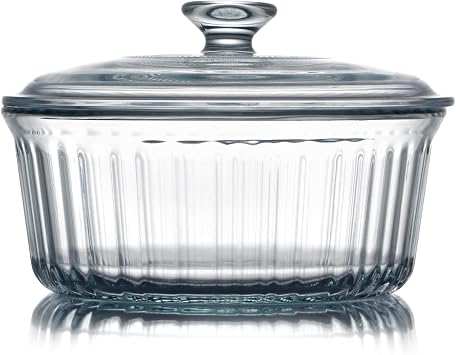 2.4QT Glass Baking Dish with Lid, Round Borosilicate Glass Oven | Glass Casserole Cookware with Lid, Ideal for Roasting Chicken, Casseroles, Baked Pasta, Oven to Table Serving