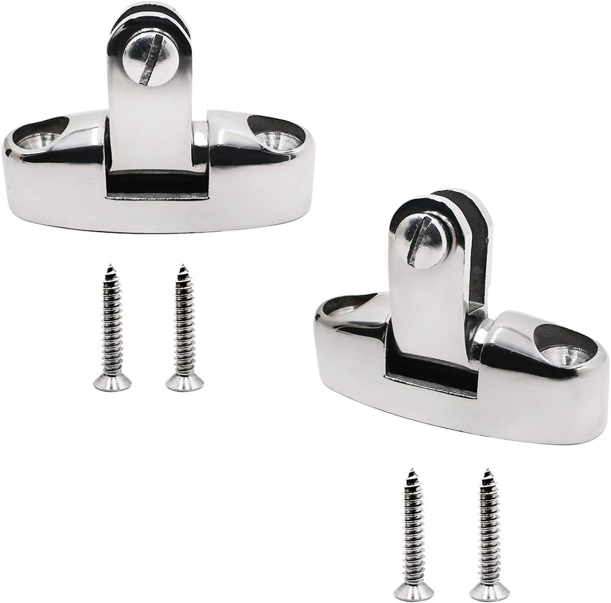 Yanyu 2 Pcs Boat Bimini Top Deck Swivel Hinge Side Mount Stainless Steel 316 Marine Hardware with Screws and Rubber Pad