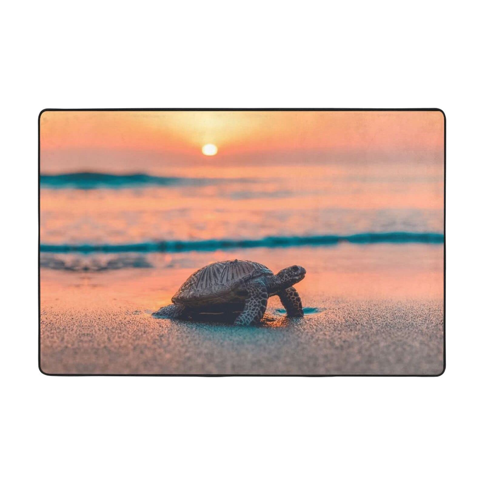 Tapis tortue de mer pour salon et chambre : évadez-vous face au coucher de soleil
