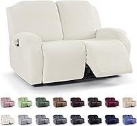 Vista 45 de KinCam Fundas para Reclinables, Fundas Elásticas para Sillas Reclinables, Fundas para Sofá Reclinable con Diseño de Rayas Jacquard, Fundas