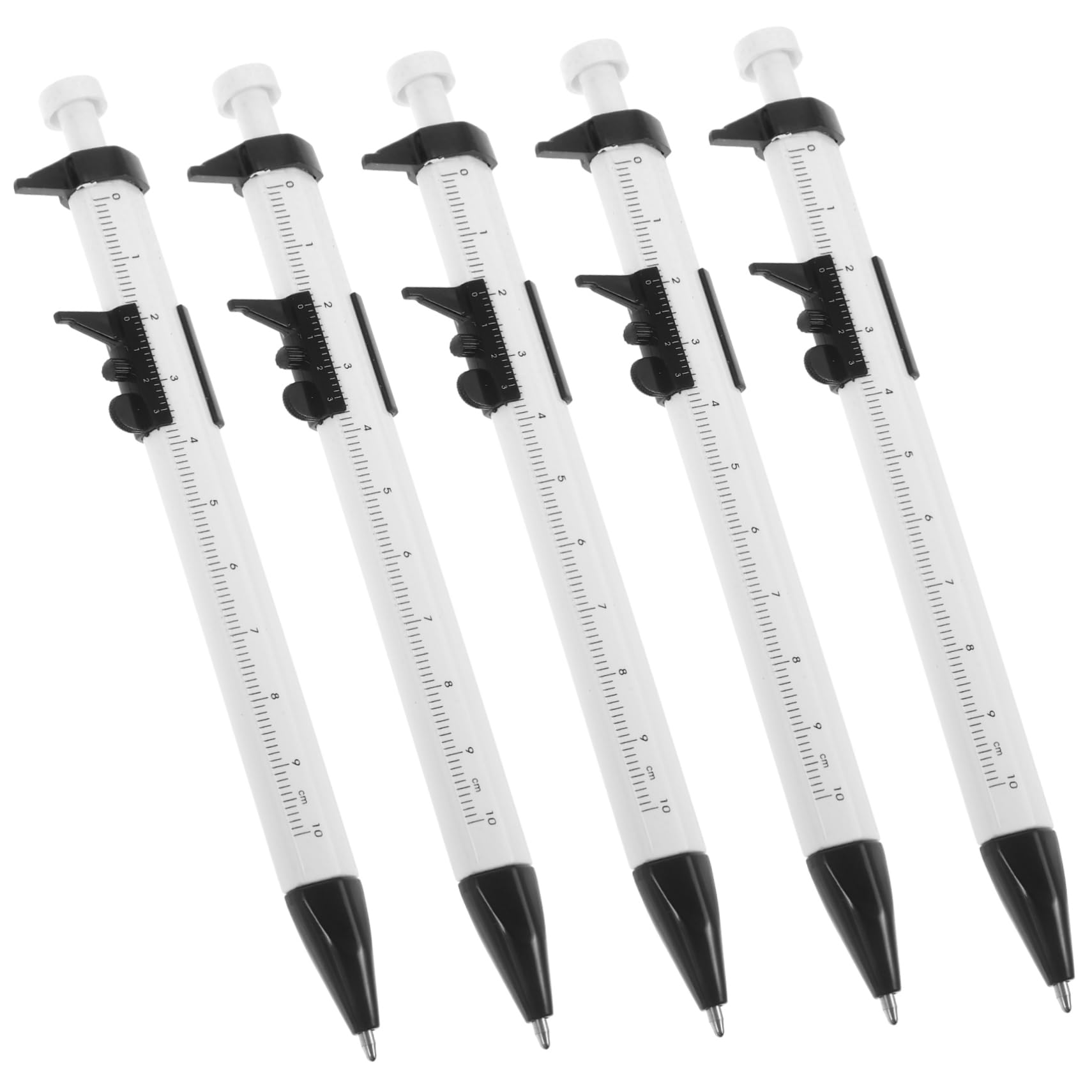 Generic 5pcs Creative Plastic Caliper Calipers Woodworkers Ballpoint Pen Caliper Pens for Engineering Engineer Caliper Pens Ruler Pen Portable Writing Pens Ballpoint Pens 10cm Student