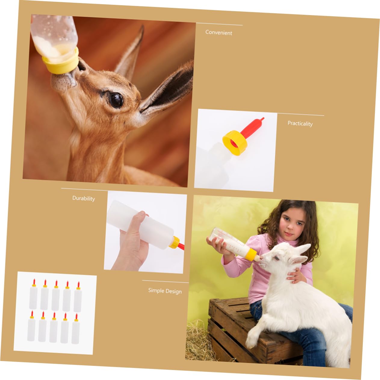 Biberon per Agnelli e Capre 400ml in Pvc, Set 1 con Tettarelle | Anti Perdita, Design del Succhietto Unico, Ricambi Inclusi, Uso in Fattoria e Casa, per Allattamento Animale
