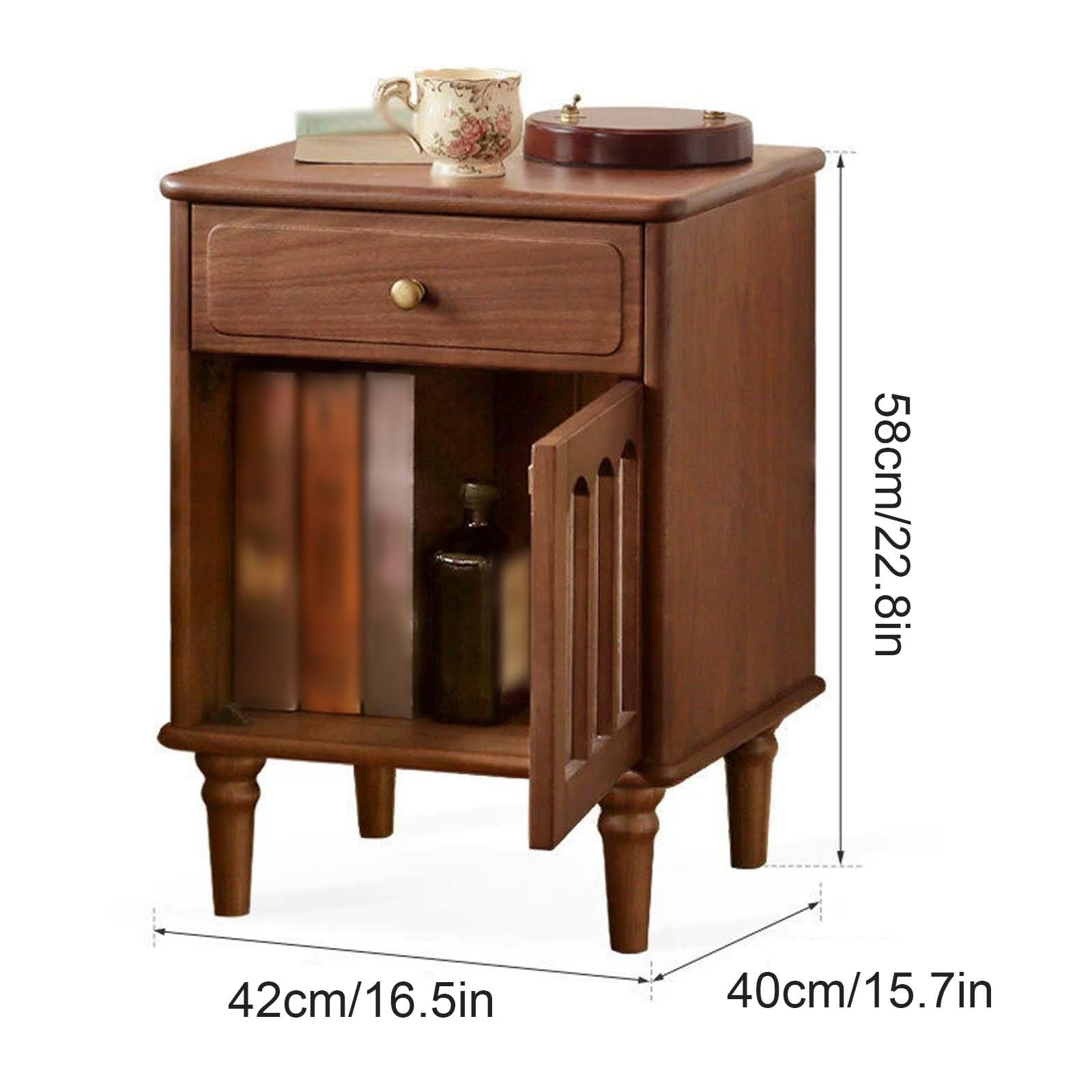 Comodino Vintage, Tavolino da Letto in Legno con Cassetti e Armadietti | Comodini Laterali Alti 58cm per Camera da Letto, Soggiorno, Studio