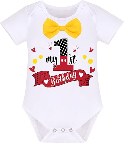 Miniatura 2 de IDOPIP Traje de bebé niño para 1er y 2 cumpleaños con corbatín y tirantes, pantalones cortos con diadema para fiesta de fotos