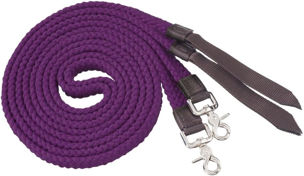Tough 1 Flat Cotton Split Reins 7ft Purple