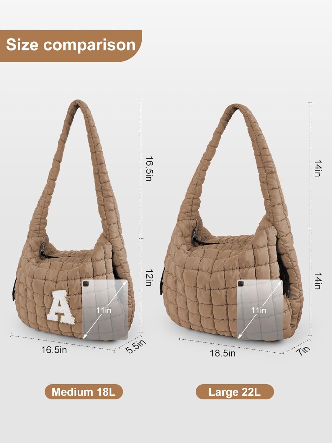 Puffer Tote Bag for Women initial Tote Bag Quilted Large Carryall Bag Puffy Cross-body Bag Hobo Handbags - Image 5