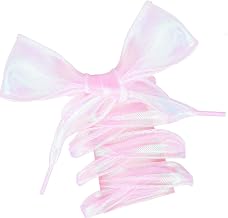 Olukssck 2 Pairs Transparent Snow Yarn Shoelaces 4 cm Flat Women's Chiffon Shoe Laces for Trainers & Trainers Lightweight & Breathable