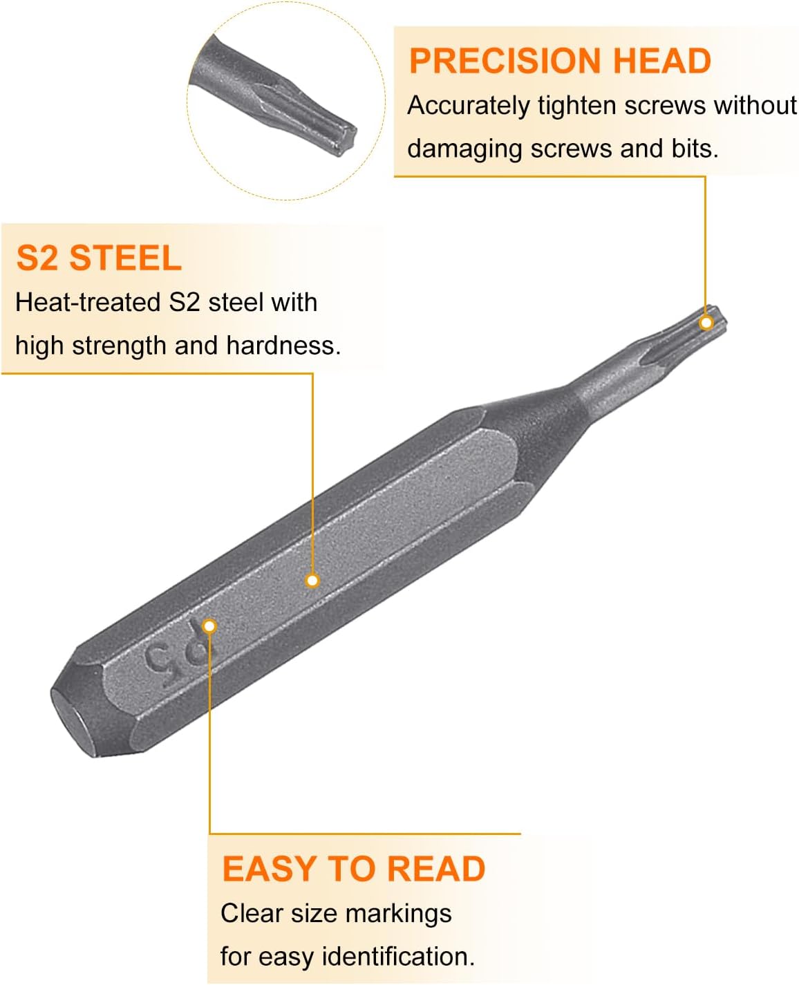 HARFINGTON 3pcs P5 Pentagon Screwdriver Bit 5/32" Hex Shank 28mm Length Magnetic 5 Point Head Hex Bits S2 Steel Screw Driver Bit for Electric Manual Screwdrivers Precision Repair