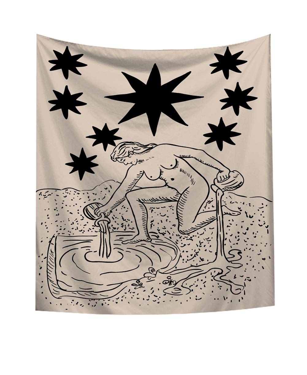 BOYOUTH Tarot Tapestry Wall Hanging,Black Geometries and Women Pattern Digital Print Wall Tapestry for Living Room Bedroom Dorm Decor,37.4 Inch By 28.7 Inch