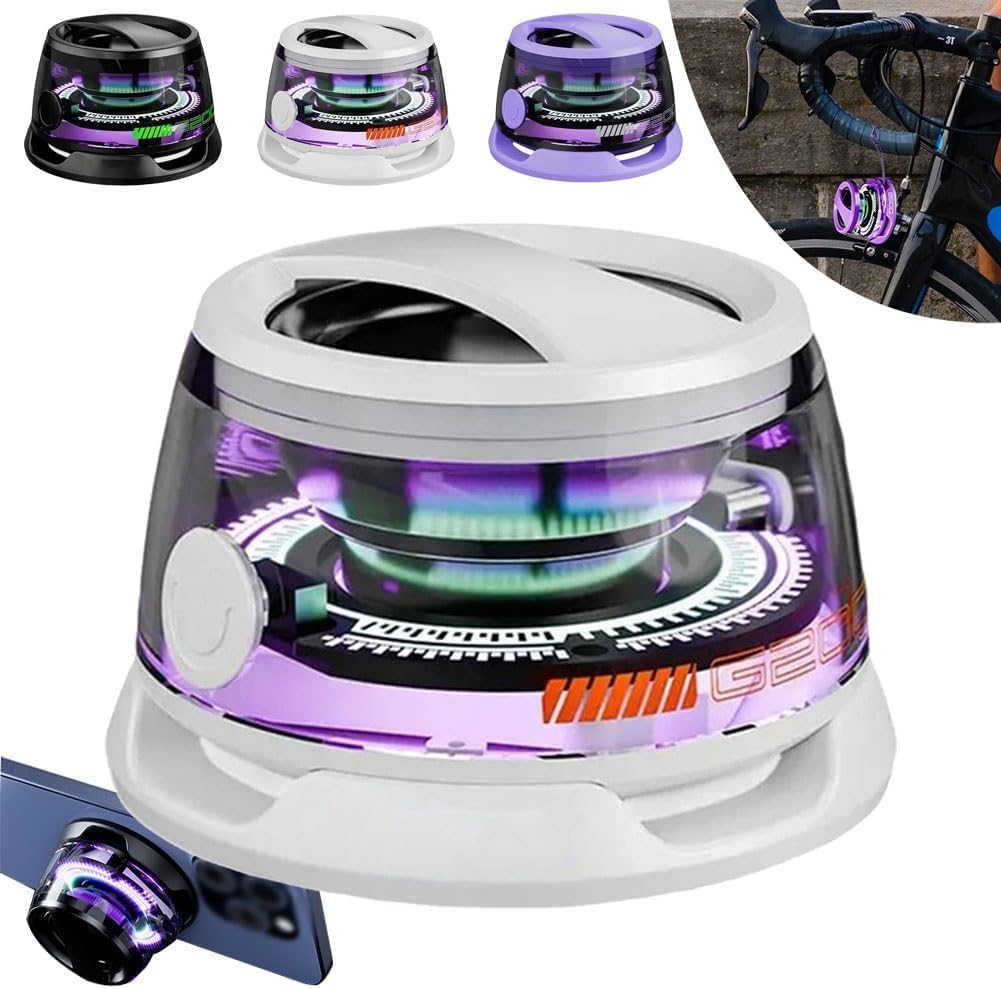 Magnetic Bluetooth Speaker, G200 Small Wireless Conduction Speaker, Portable Colorful Speakers with Color Light Phone Stand Speakers for Shower, Outdoor, Birthday Gift (White)