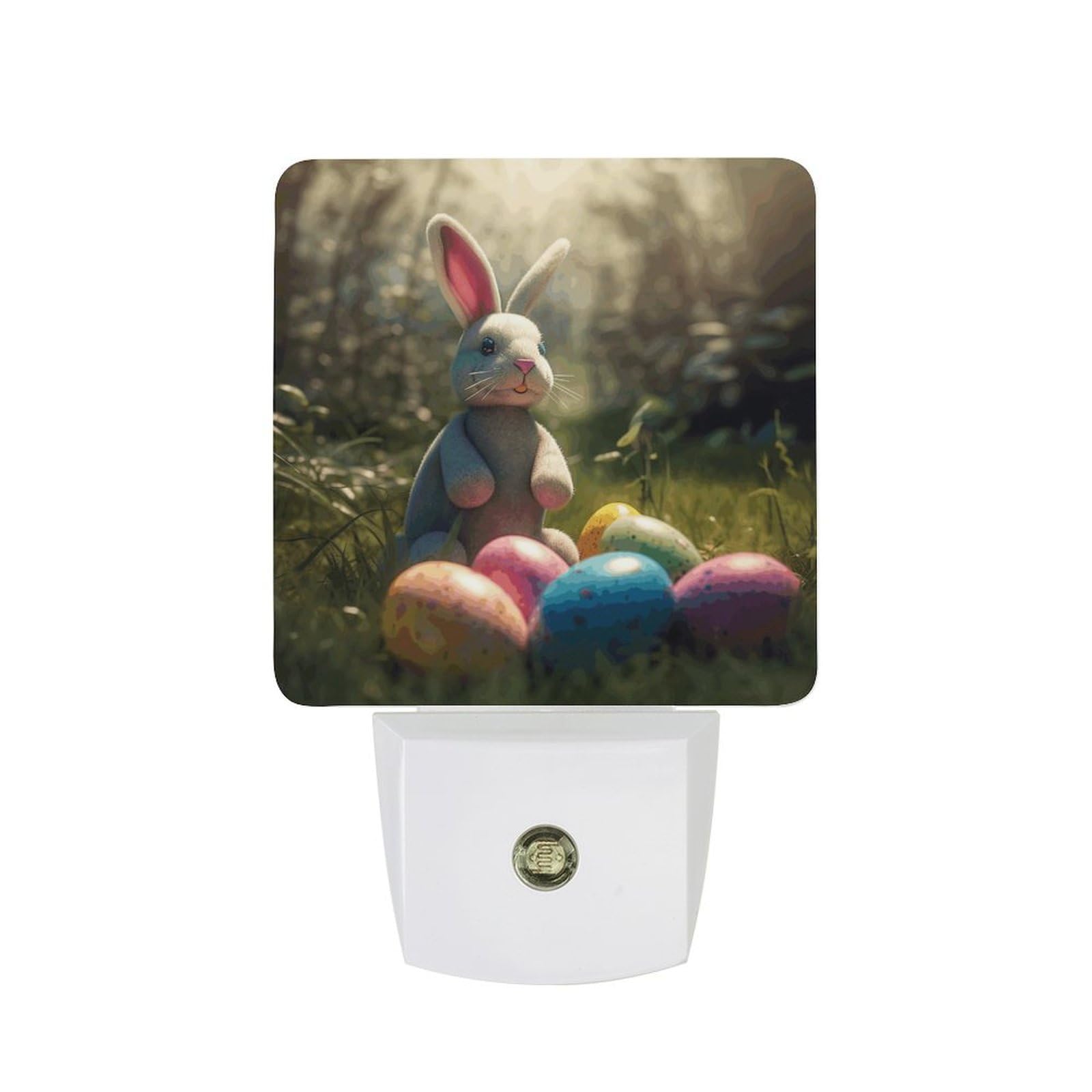 FekiLoot - LED Night Lights for Wall Decor, Ambient Lighting with Light Sensors, Soft Night Light for Sleeping, Warm Automatic Easter Egg Rabbit Light for Adults