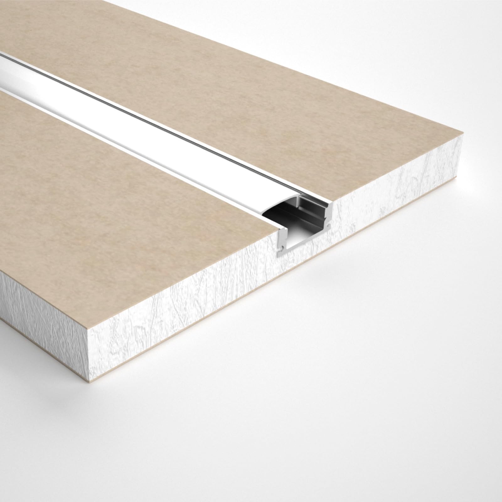 Eurocali Profilo Alluminio per Strisce LED Integrato nel Cartongesso - spessore 12,5mm - Facile da Montare - Gomma di Protezione Stuccatura - Conf. da 5 pezzi 2mt x 12cm