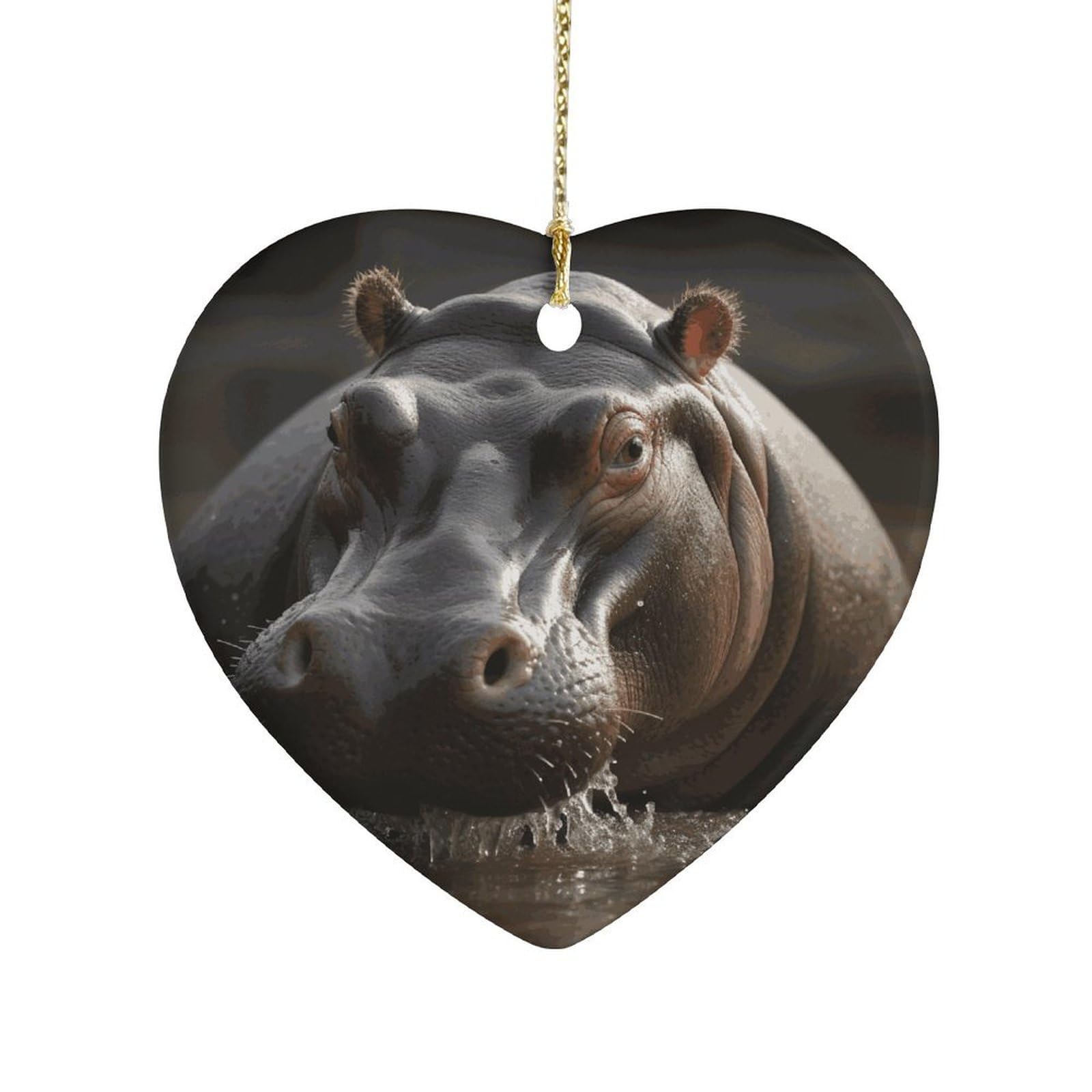 Fekiloot Style Hippo Ceramic Ornament Home Decor Keepsake