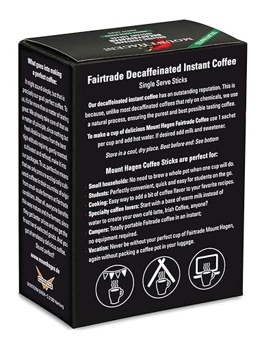 Miniatura 5 de Mount Hagen 25 paquetes de café descafeinado instantáneo de una sola porción  Granos arábica orgánicos descafeinados de tostado medio  Ecológico,