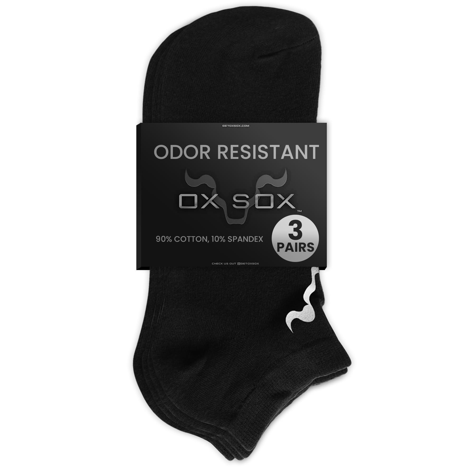 Odorless Cotton Socks - Moisture-Wicking & Breathable Athletic Footwear w/Advanced Odor Control Technology, 3 Pairs