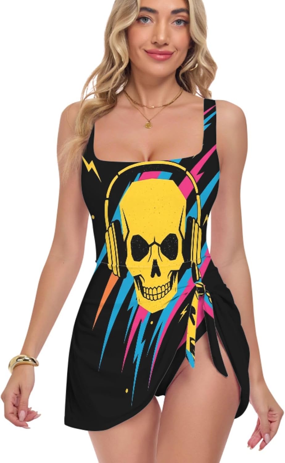 Skull Music Women's One Piece Swimsuits Tummy Control Bathing Suits S A23014436