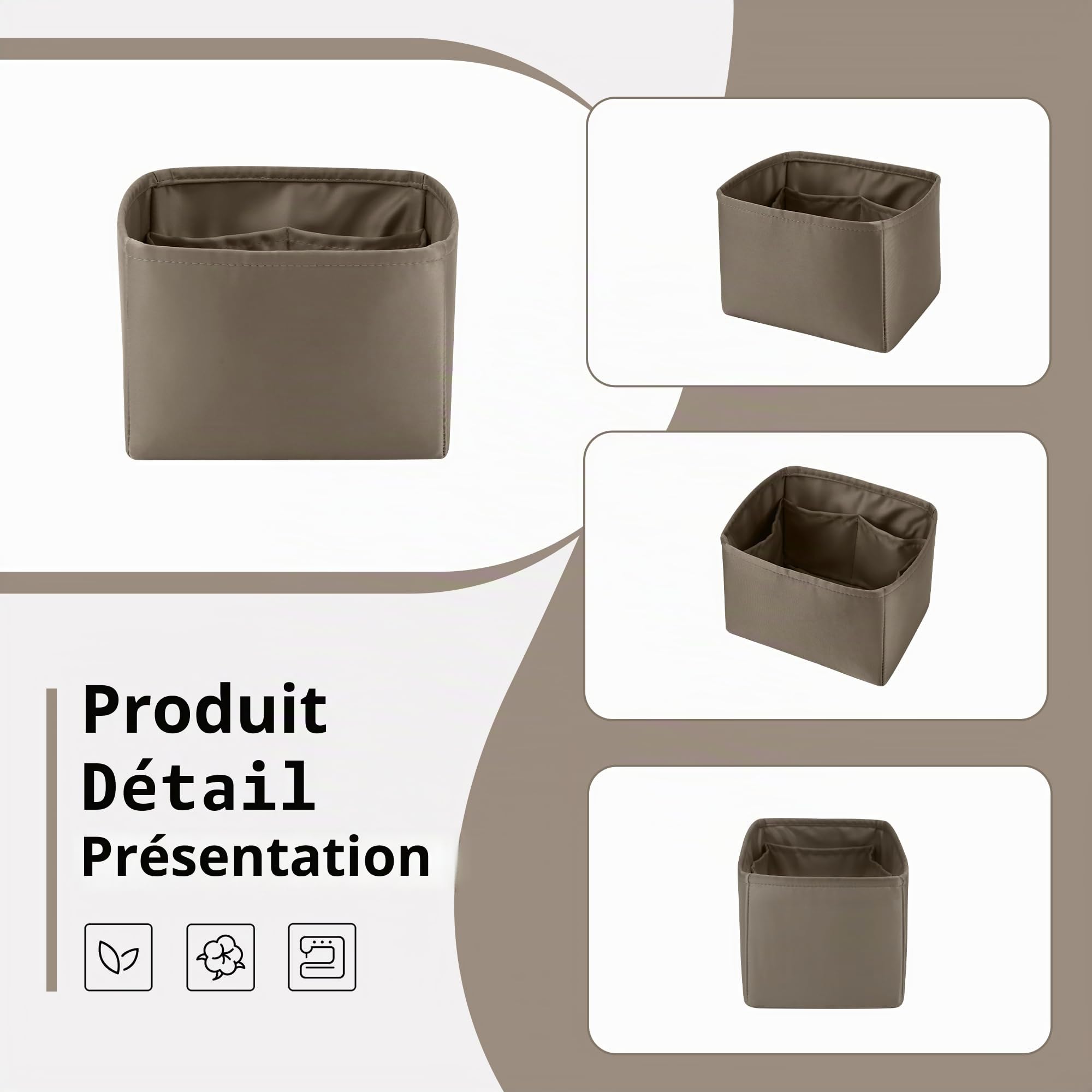 DGAZ Organisateur de Sac en Soie pour Hermès Picotin (18, Étoupe) | Soie Premium, Ultra Léger, Maintien de Forme Parfait, Protection Anti-rayure pour Sac de Luxe