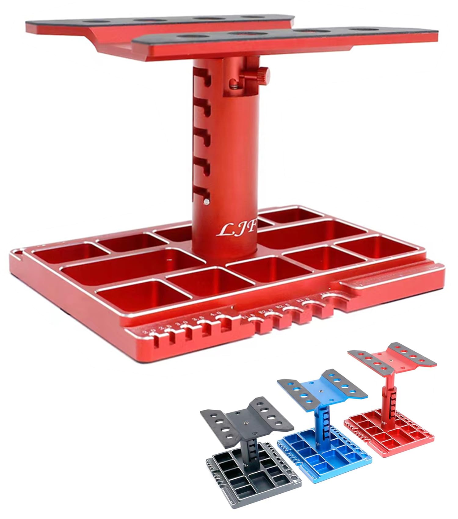 Soporte multifuncional de aleación para coche RC Soporte de trabajo RC Soporte de reparación RC Soporte de reparación de interruptor de 360° Rotación de 5 niveles de elevación de altura o inferior con